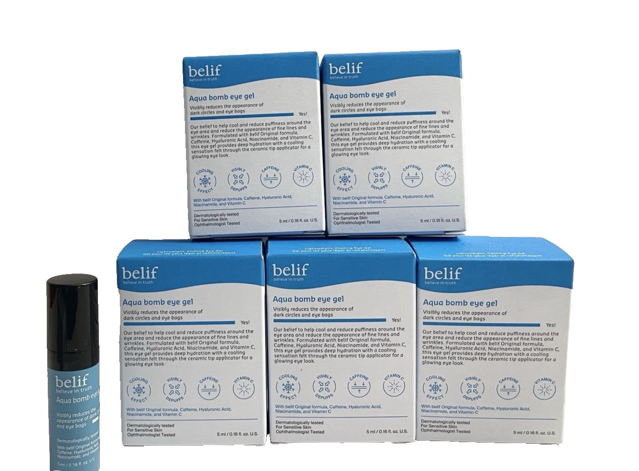 5x BELIF AQUA BOMB EYE GEL 0.16oz / 5ml ea NEW IN BOX