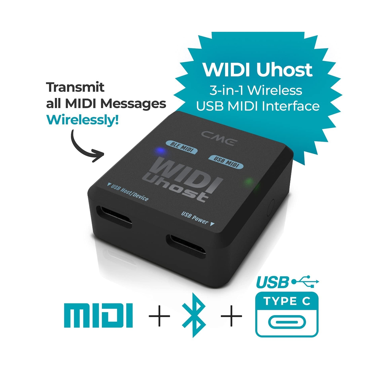 CME WIDI Master + WIDI Uhost USB-B OTG Pack - Connect MIDI devices with USB M...