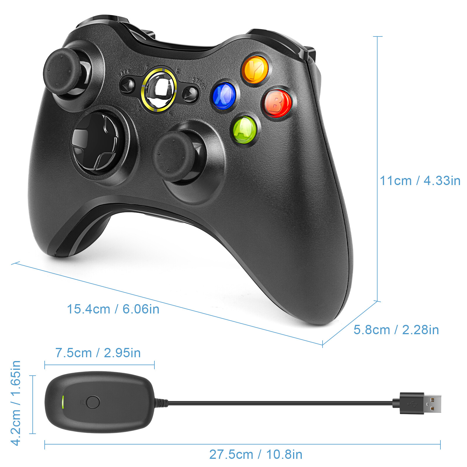 Wireless Game Controller Gamepad for Microsoft XBOX 360/360Slim/E PC WIN 7 8 10