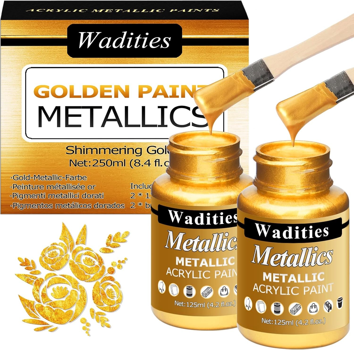 Acrylic Paint Metallic Gold, 250ml Gold Leaf for Art 250ml, gold