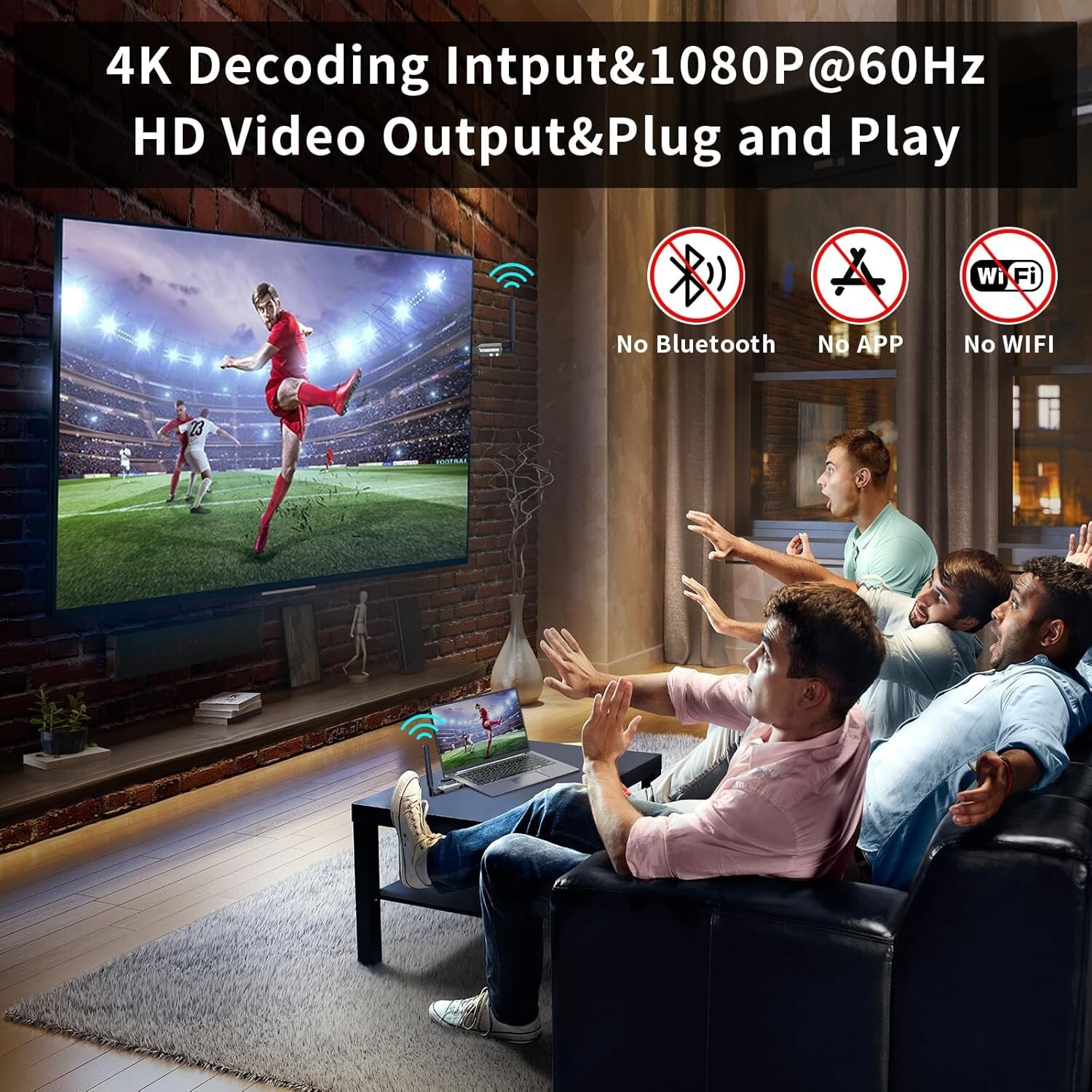 Wireless HDMI Transmitter and Receiver 492ft4K Decode 1080P Output Wireless HDMI