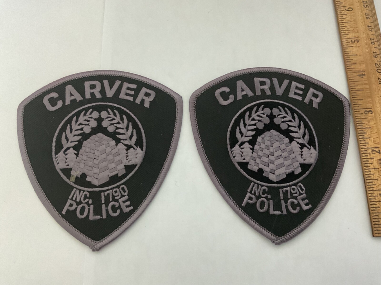 Carver Police Massachusetts collectors patch set subdued full size and new