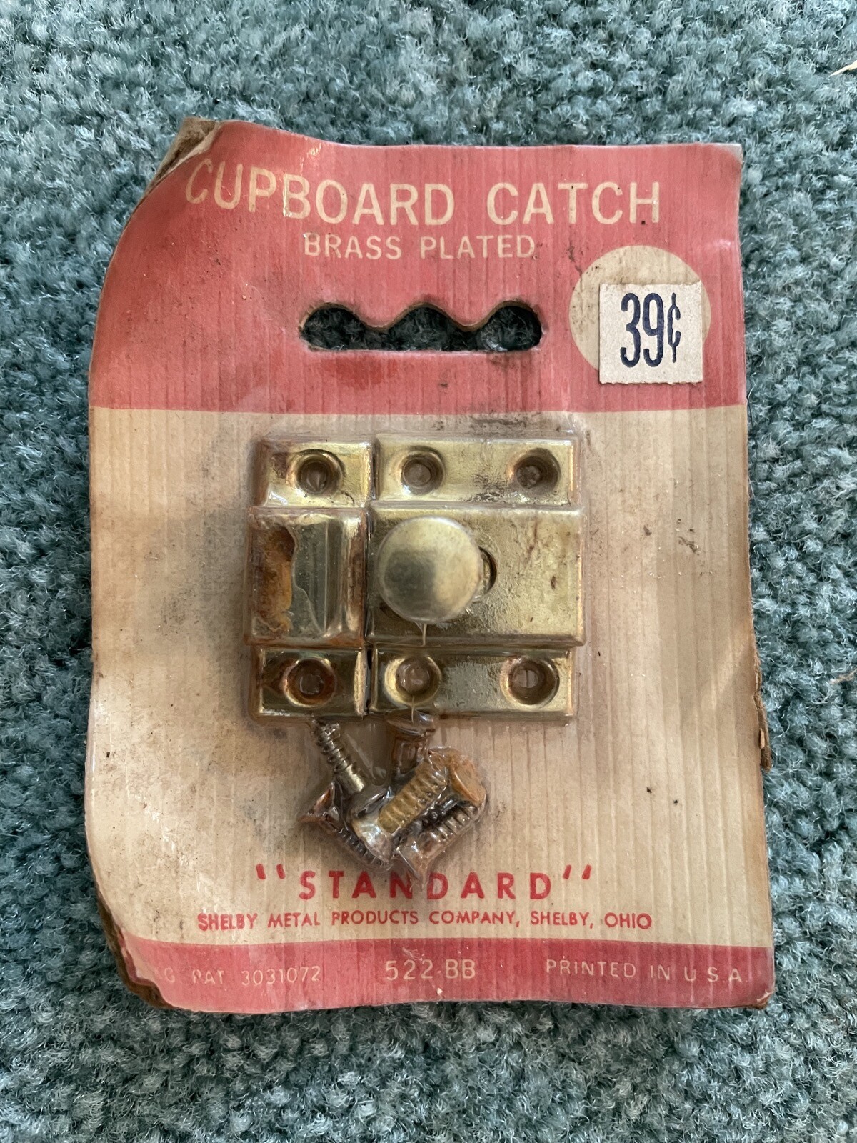 Vintage NOS NEW in Package Cupboard Catch Brass Plated Standard Shelby Metal