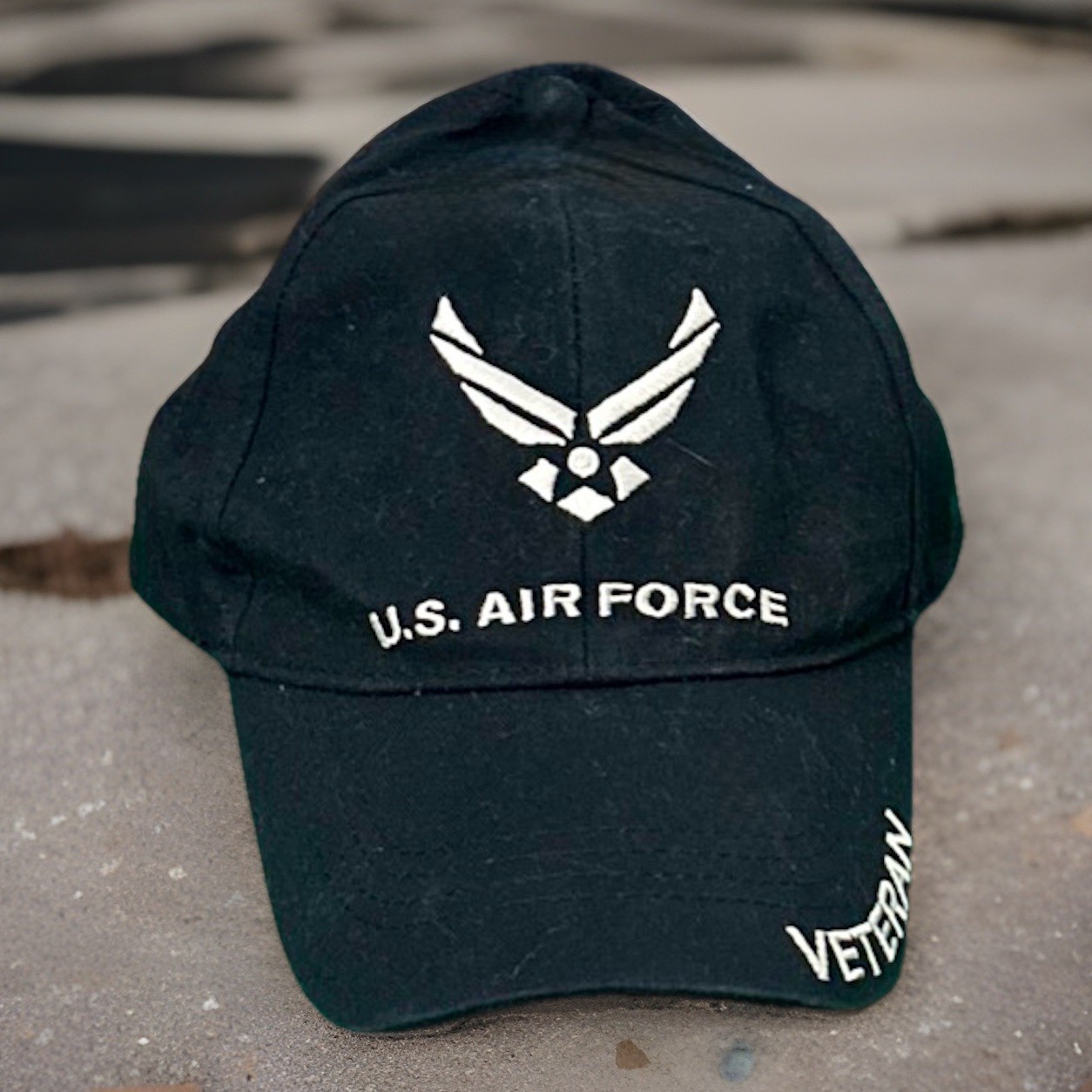 United States Air Force VETERAN Hat USAF Blue Baseball Cap Embroidered White