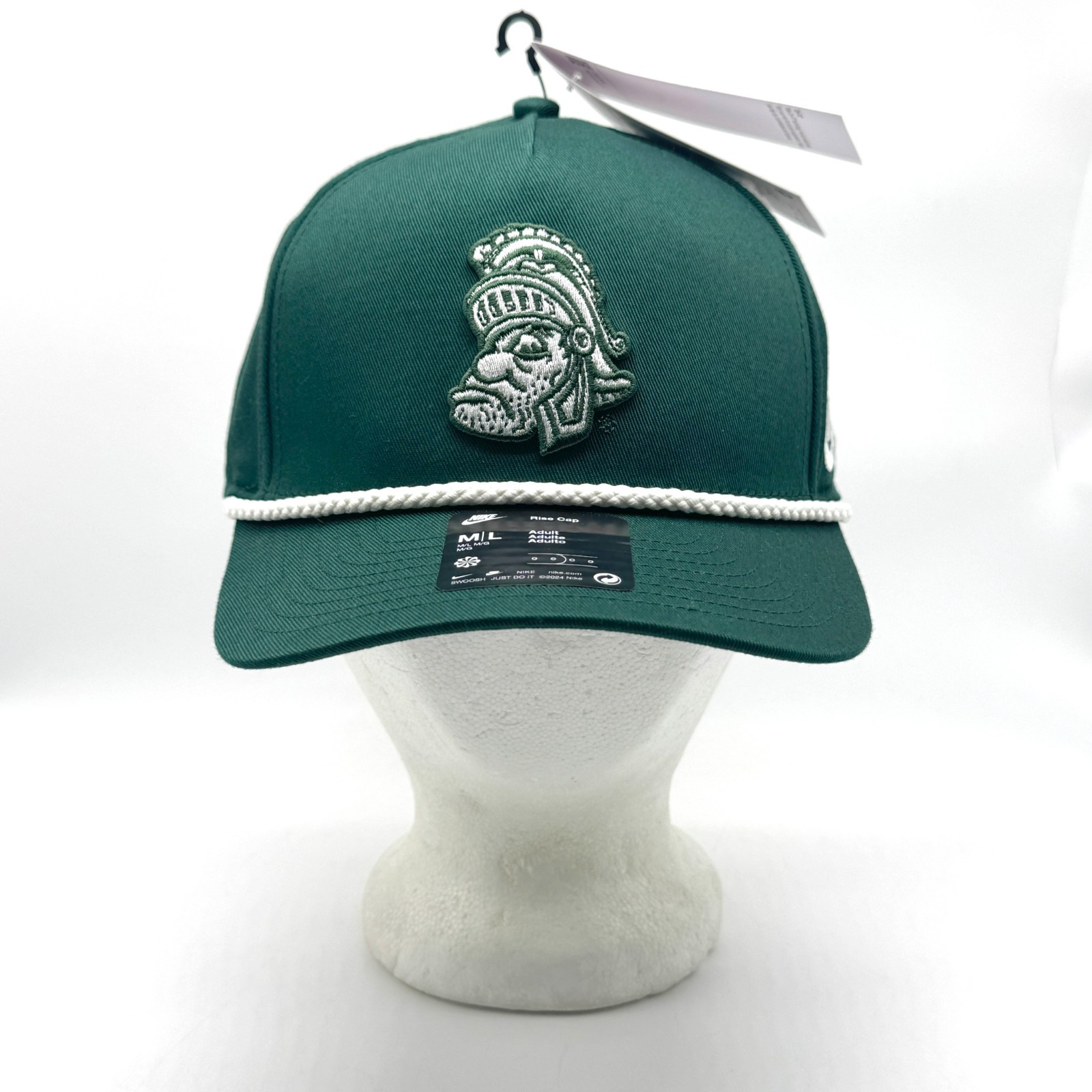 Nike Michigan State Spartans Snapback Rope Hat Gruff Sparty NWT MSU M/L Rise Cap