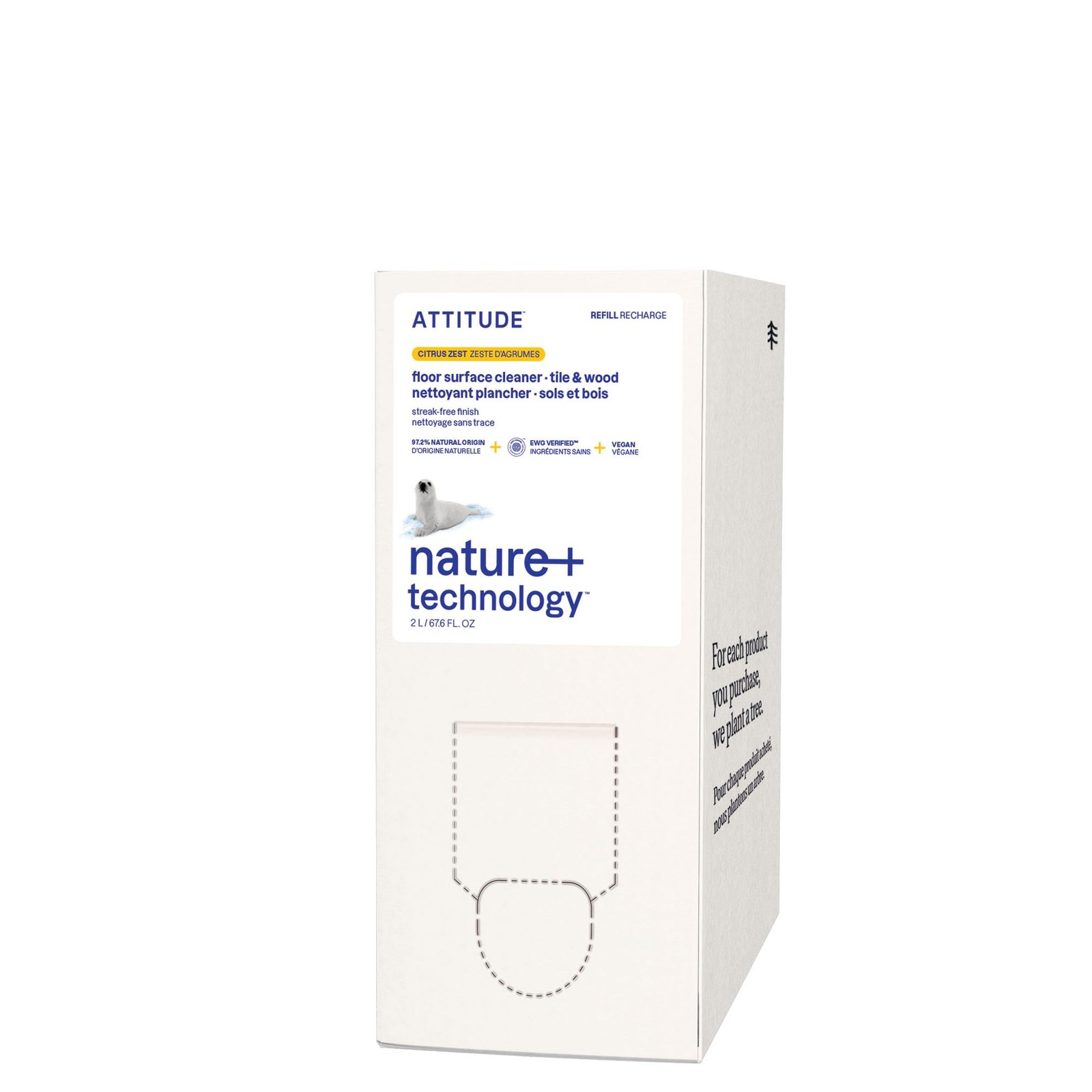 ATTITUDE Floor Cleaner Refill EWG Verified Streak Free Vegan & Plant Based
