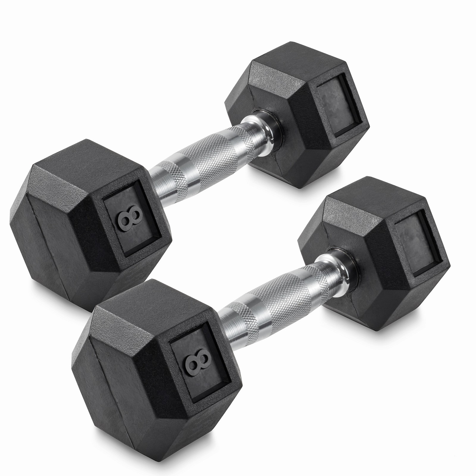 8 lb Pair Rubber Coated Hex Dumbbell Set, 16 Pounds Total