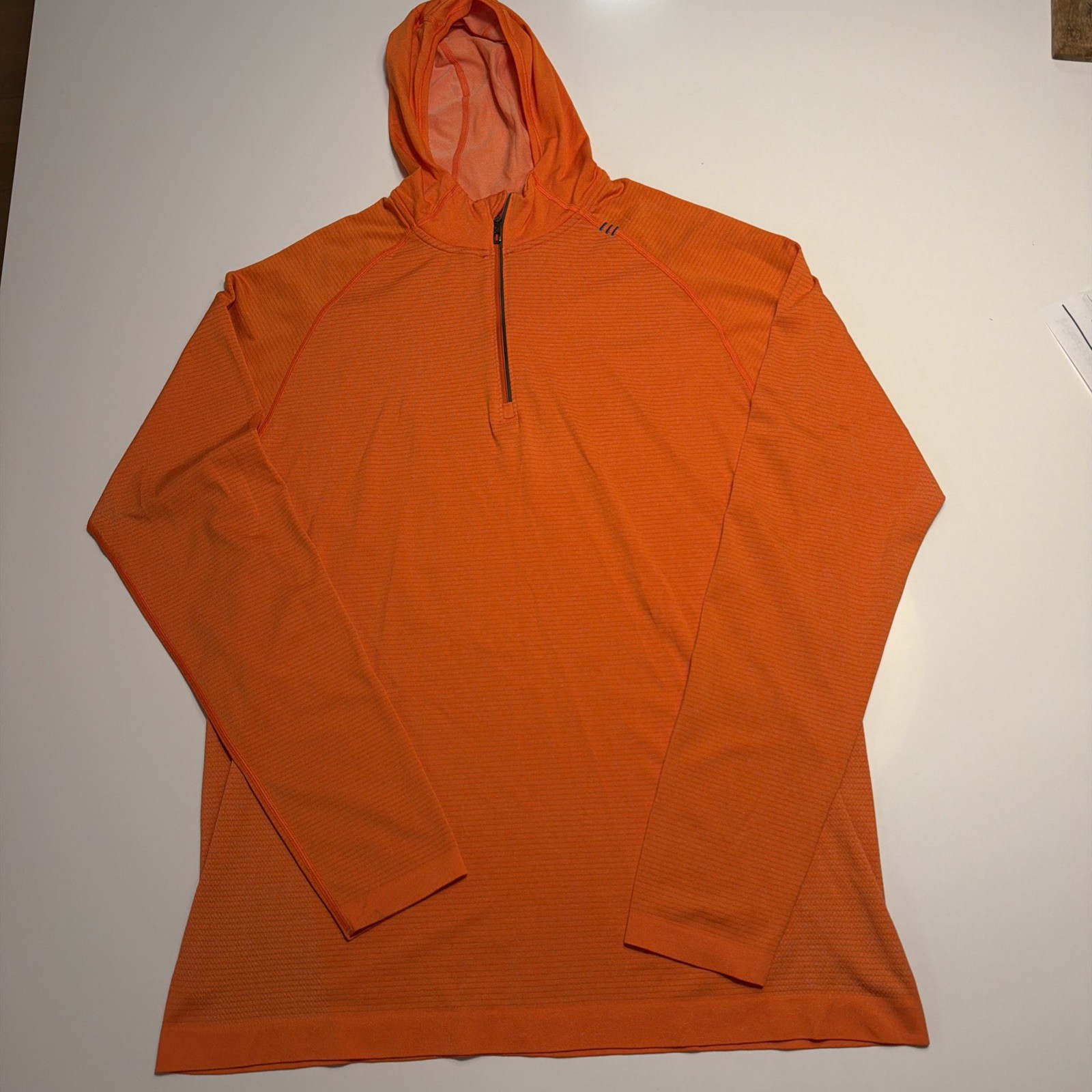 EUC Lululemon Orange Metal Vent Tech Hoodie Mens Large Performance 1/4 Zip Shirt