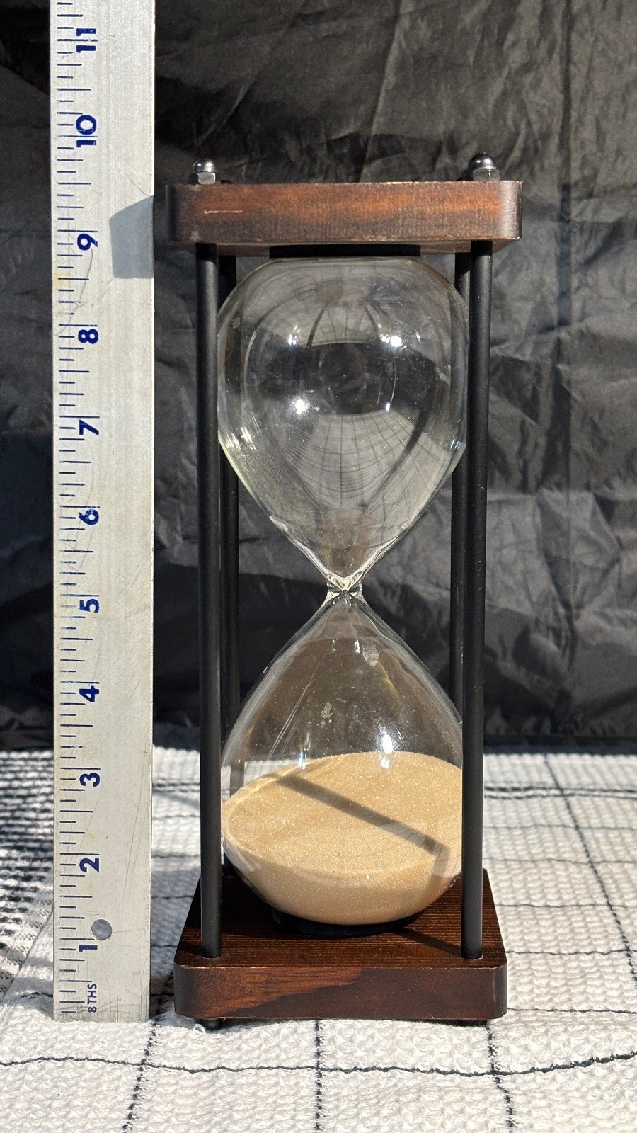 Wood Glass Hourglass Sand Timer Vintage Decorative 10in Sandglass Timer