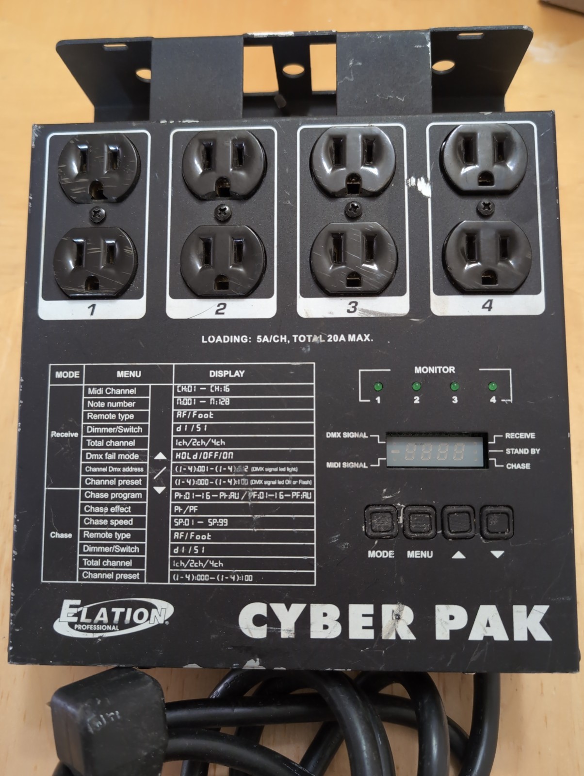 Elation Cyber Pak 4-Channel Dimmer / Relay Pack - Tested & Working (Cosmetic Wea