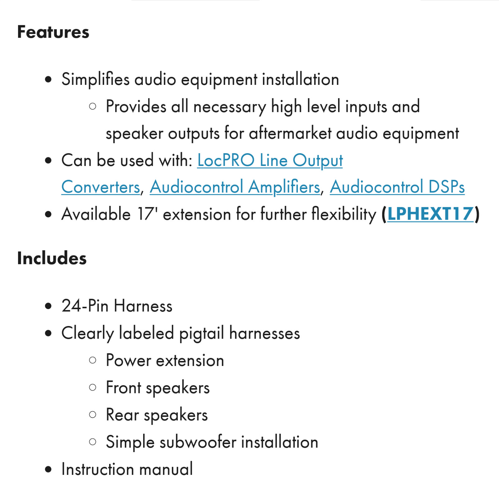 PAC Amplifier Integration Solution for 2011-2020 Non-Amp Ford LPHFD21+SHLOC/22