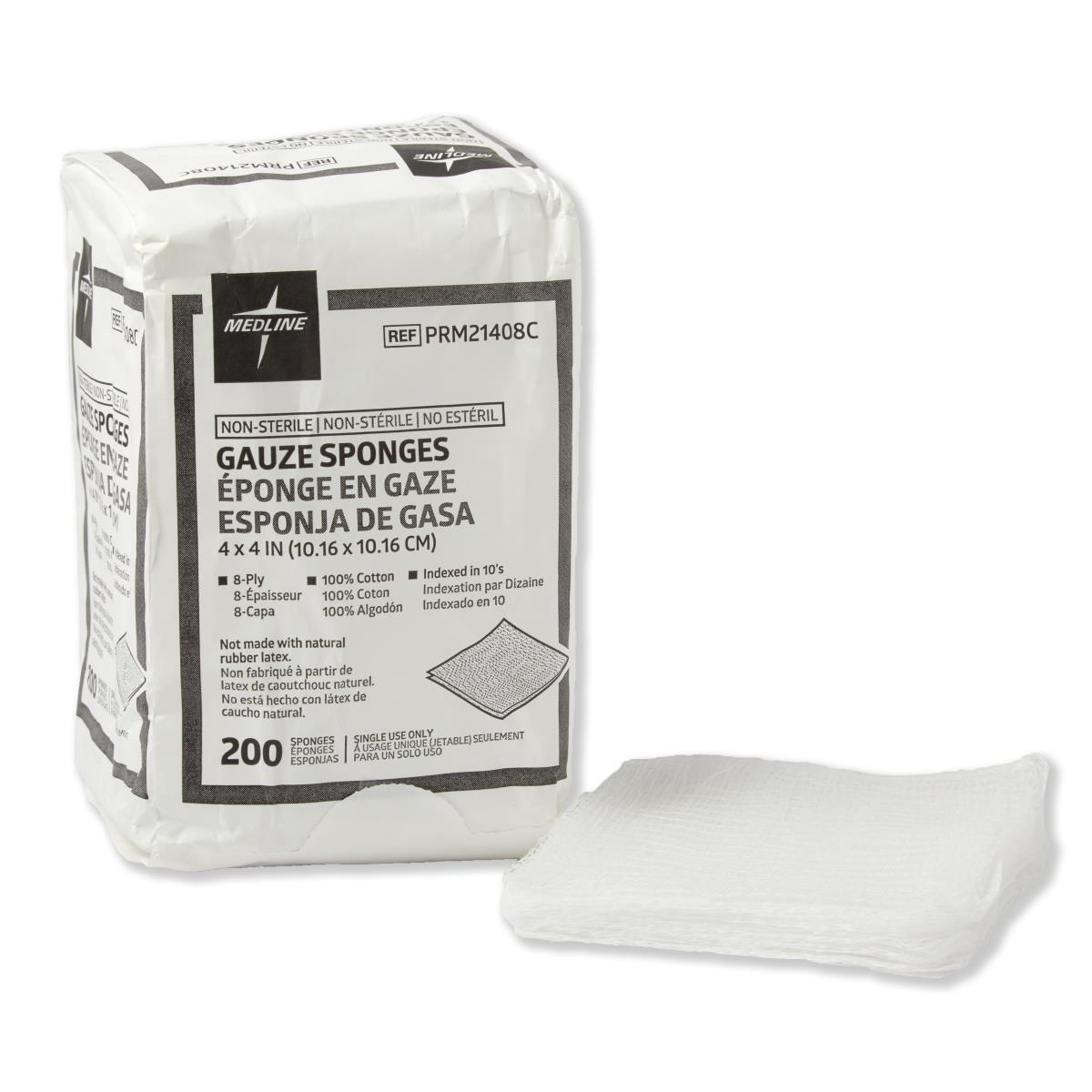 Caring Woven Gauze Sponges, 4" x 4", 8-Ply