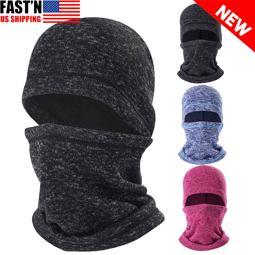 Winter Ski Mask Knitted Fleece Full Balaclava Beanie Hat Men Outdoor Sports Cap