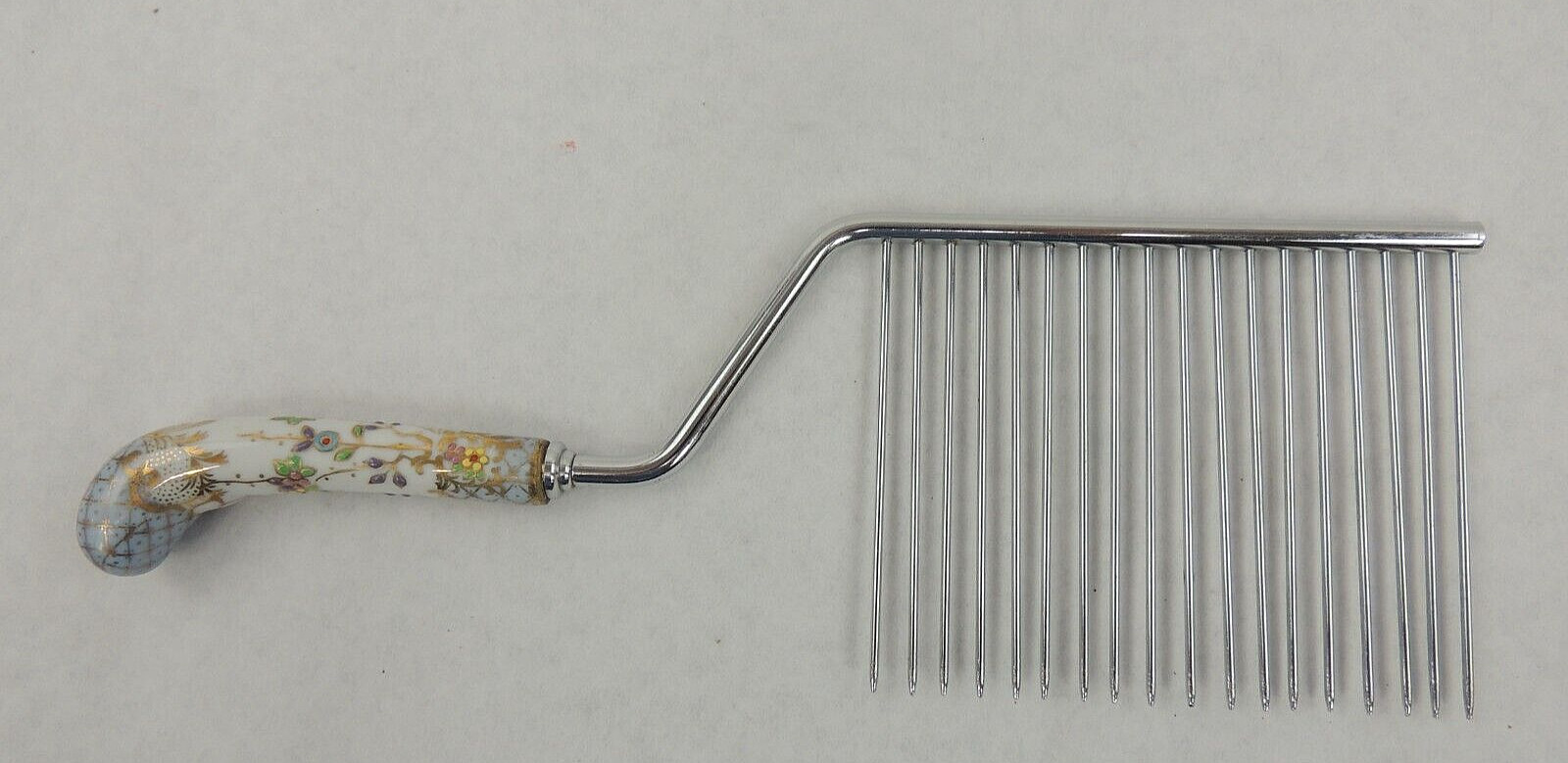 CAKE KNIFE, HANDPAINTED FLORAL PORCELAIN HANDLE, ENGLAND