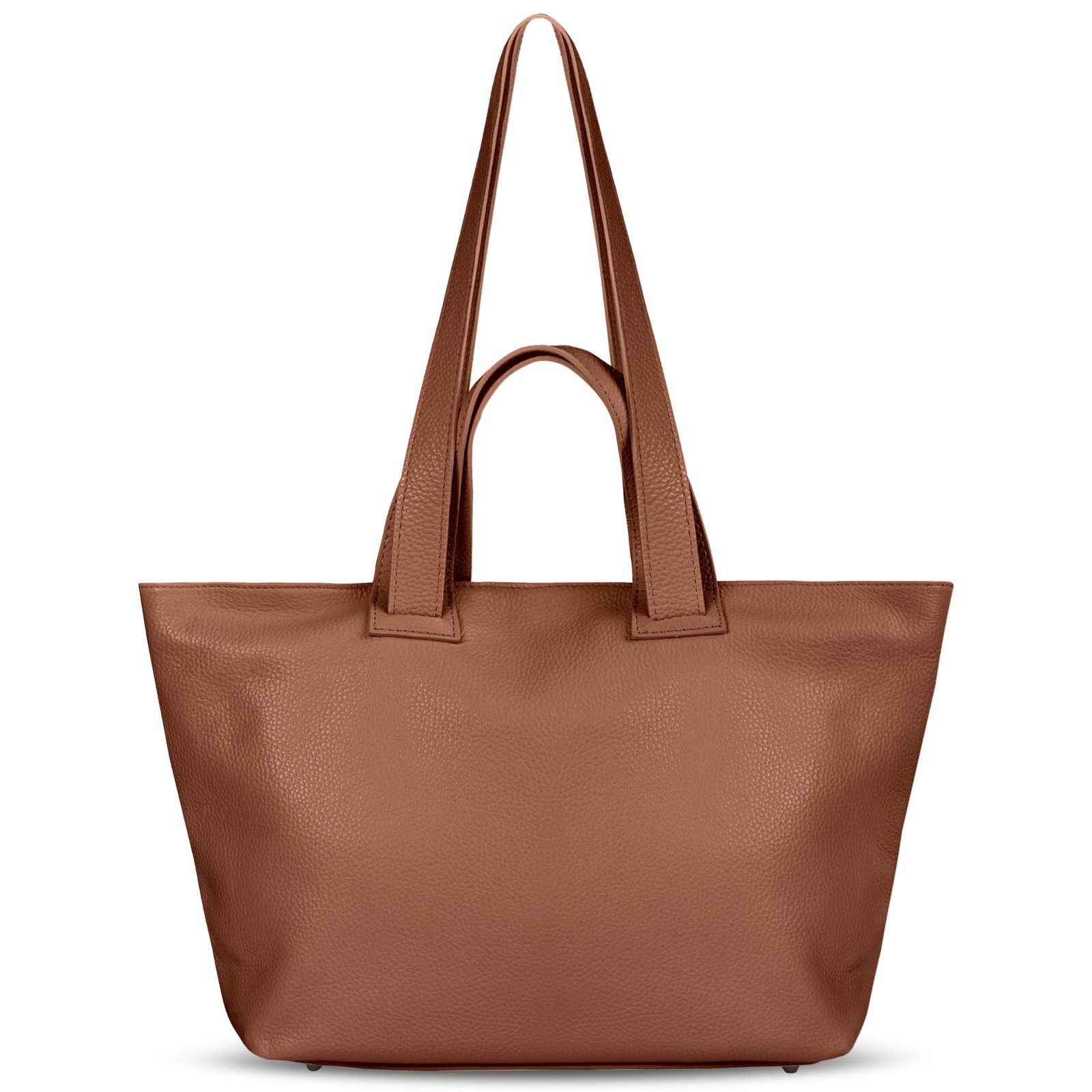 Italian Calf Leather Tote Bag for Women with Zipper & Double Straps | Large S...
