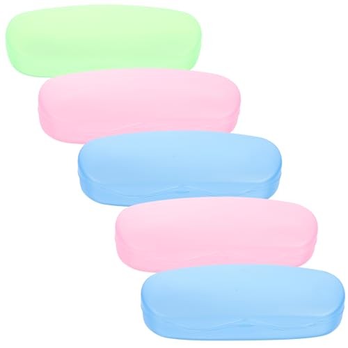 Portable Clear Plastic Glasses Case 5-Pack Eyeglass Storage Box Lightweight