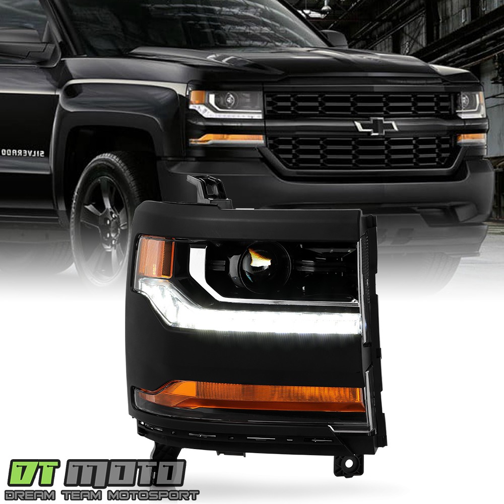 2016-18 Chevy Silverado 1500 HID/Xenon LED DRL Headlight Passenger Primed Black