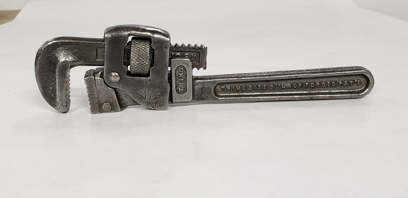 Vintage 8" Trimo Adjustable Pipe Wrench Size 8 Roxbury Mass. Drop Forged