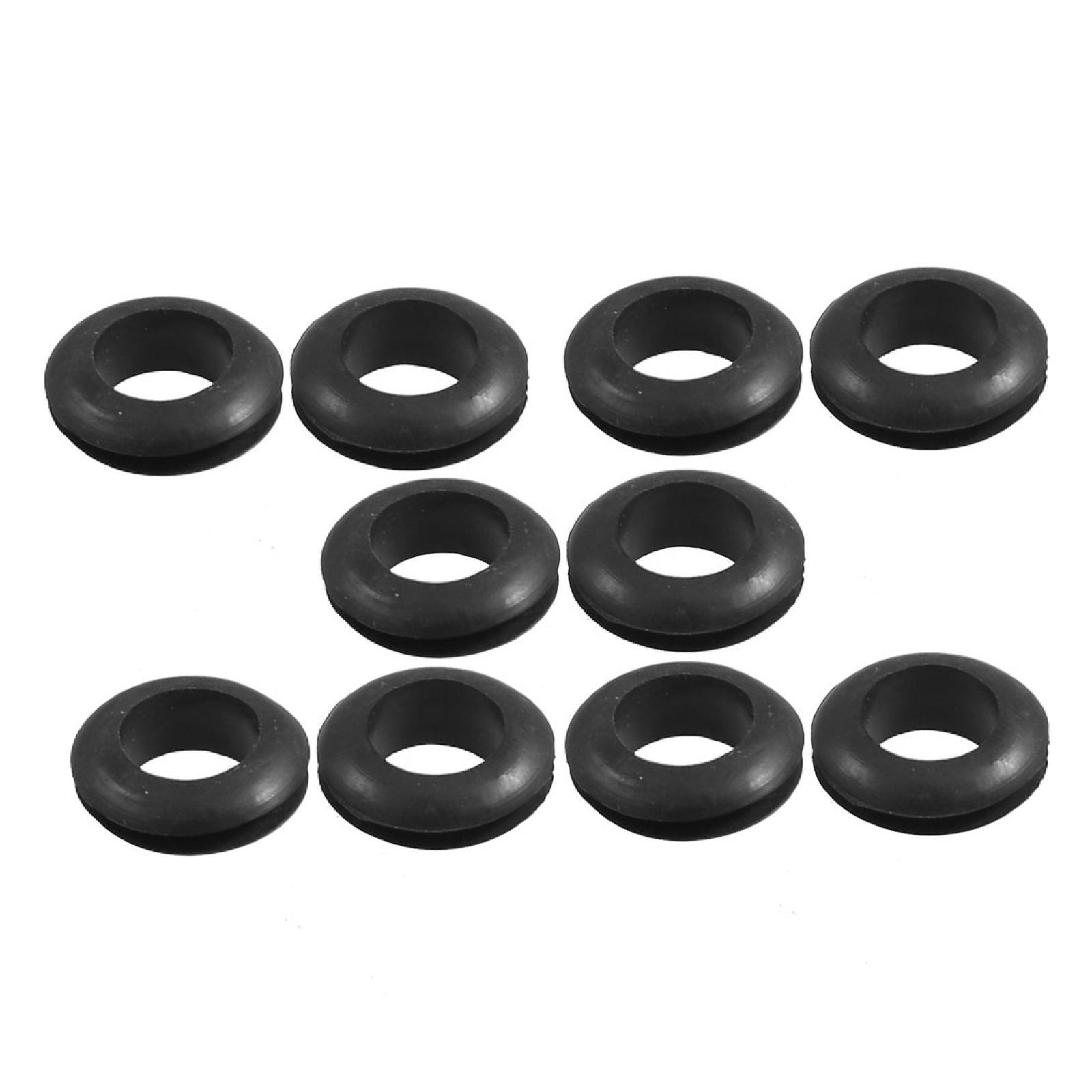 10 x Wire Protective Black Rubber 12mm Inner Dia Double Sided Grommets
