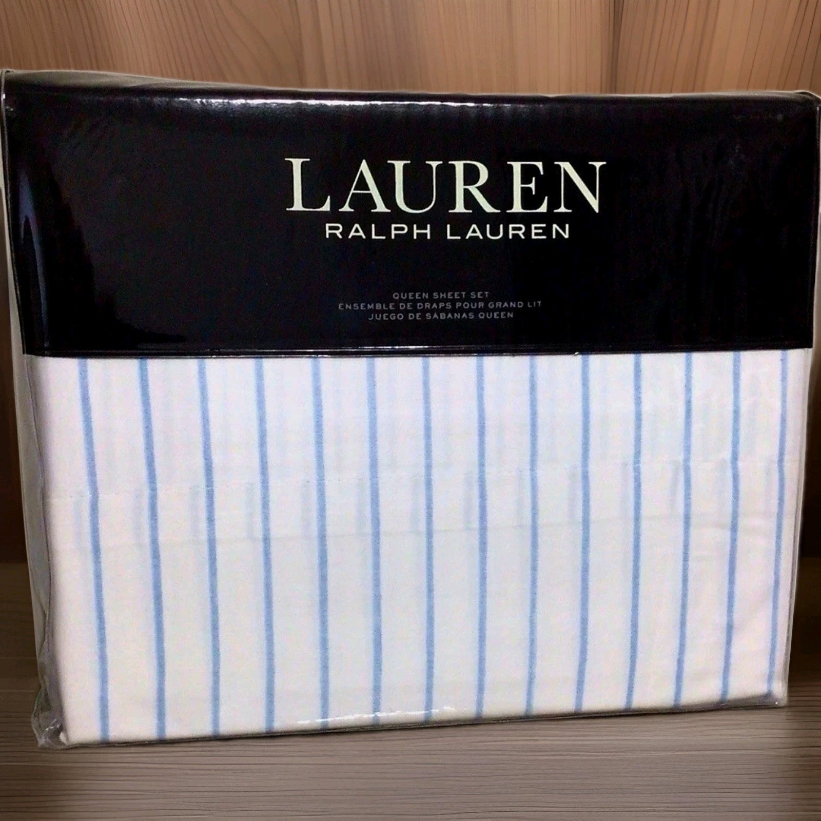 Brand New Ralph Lauren Queen Size Sheet Set Sateen Spencer Stripe Color Aqua Blu