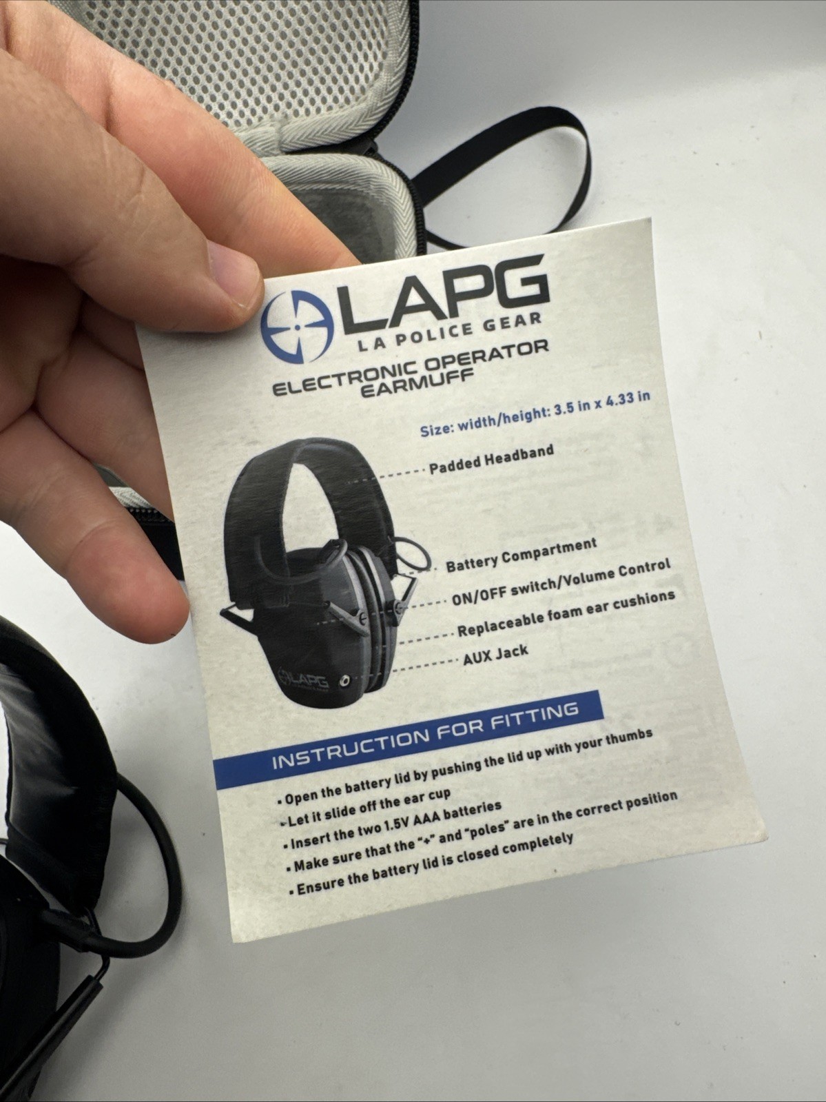 LAPG Electronic Operator Earmuff EM026 NRR 22dB Black Open Box