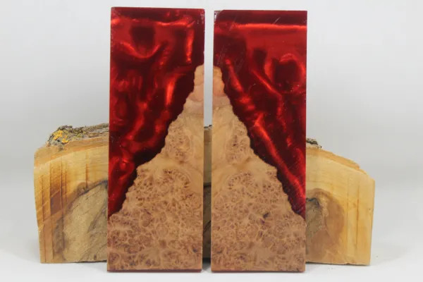 HYBRID STABILIZED MAPLE RED CUSTOM COMPOSITE KNIFE HANDLE MATERIAL (8121)