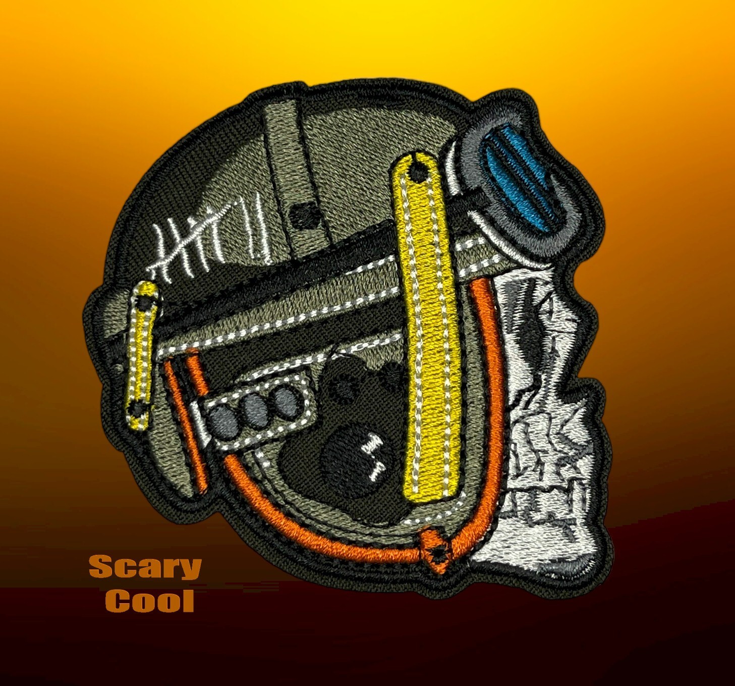 New Skull Fighter Jet Helmet Horror Embroidered Biker Iron On Patch