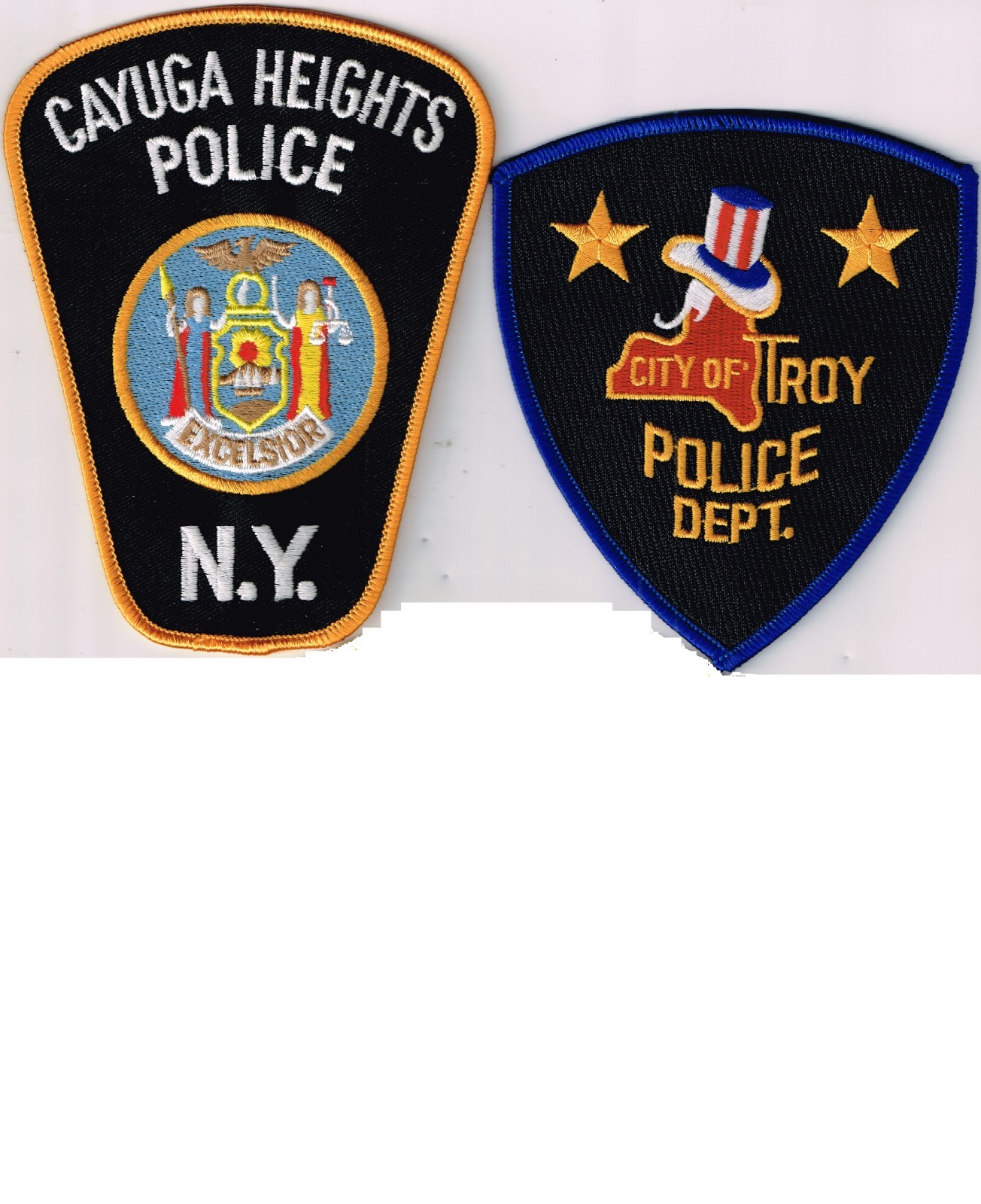 Pick 1 New York Police patch: Cayuga Heights PD /  or Troy PD