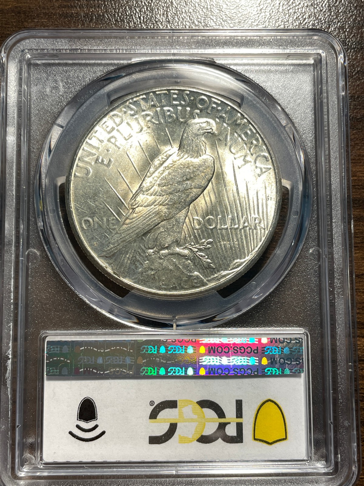 1923-S Peace Silver Dollar $1 PCGS MINT STATE 63 MS 63 Type 2, Low Relief