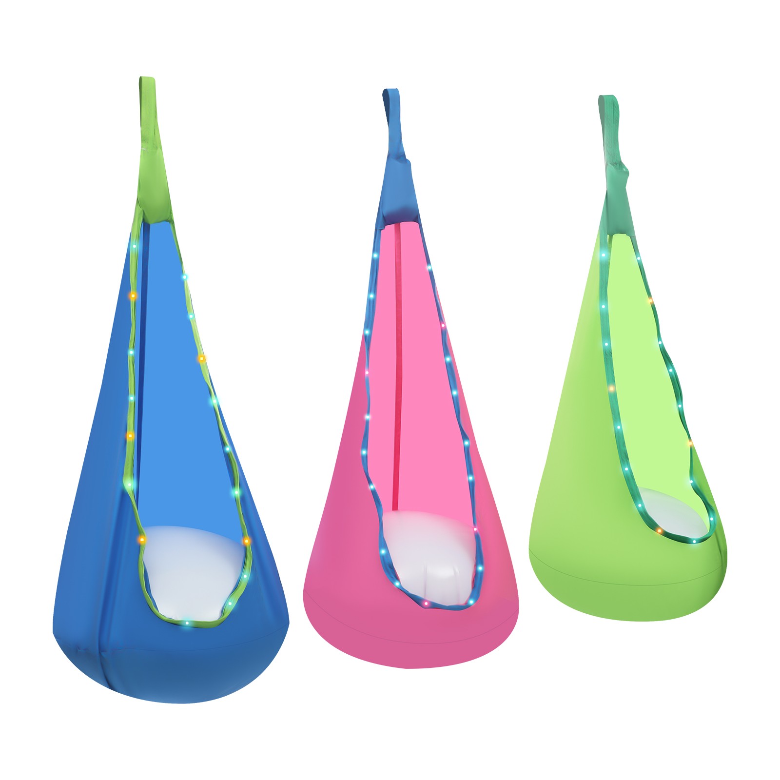 3pcs Light Up Kids Pod Swing Seat Swing Chair for Kids Indoor & Outdoor Remote