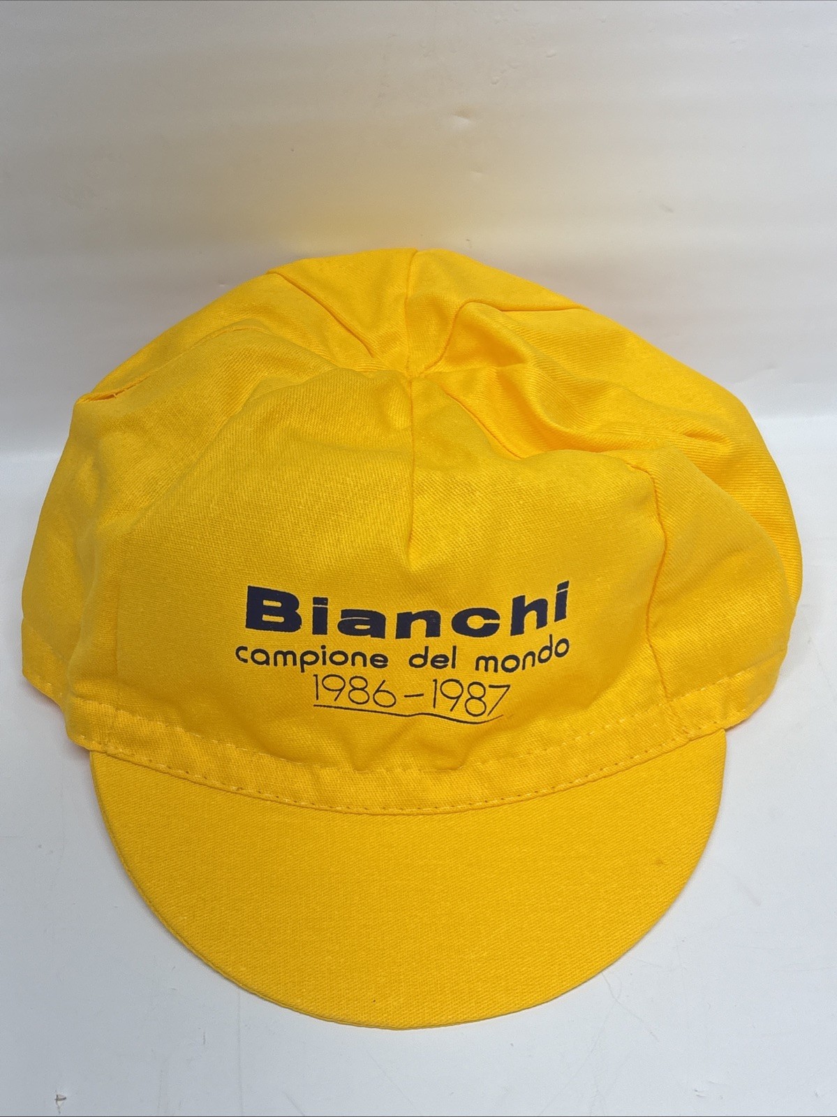 Bianchi Campions Del Mondo 1986-1987 Cycling Hat Cap Yellow