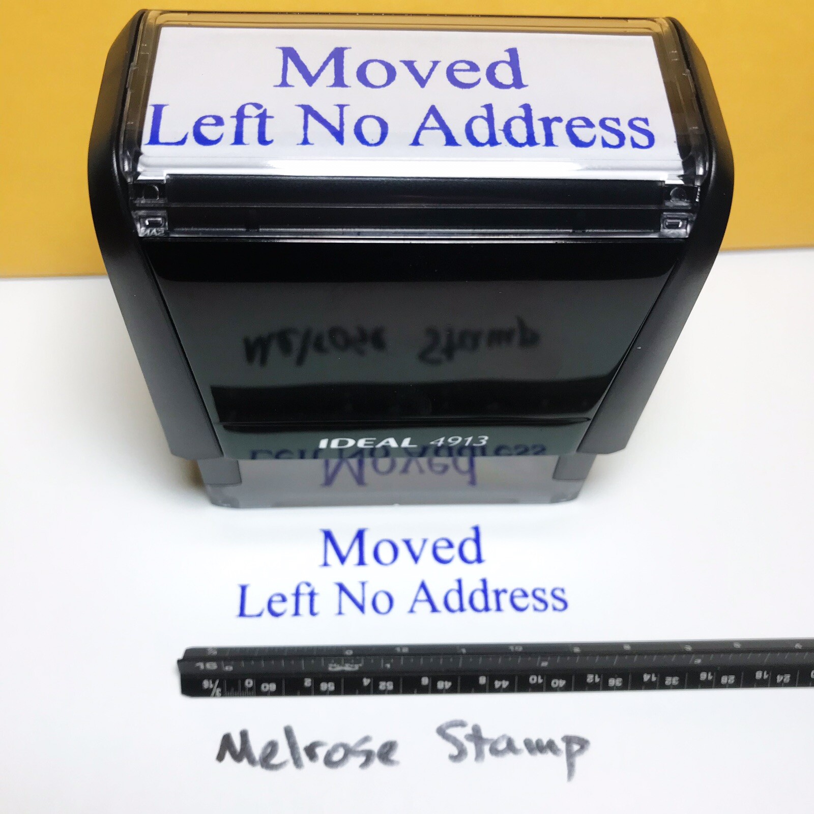 Moved Left No Address Rubber Stamp Blue Ink Self Inking Ideal 4913