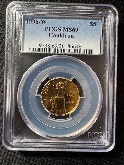 1996 CAULDRON - $5 GOLD COMMEMORATIVE - US MINT - PCGS MS69