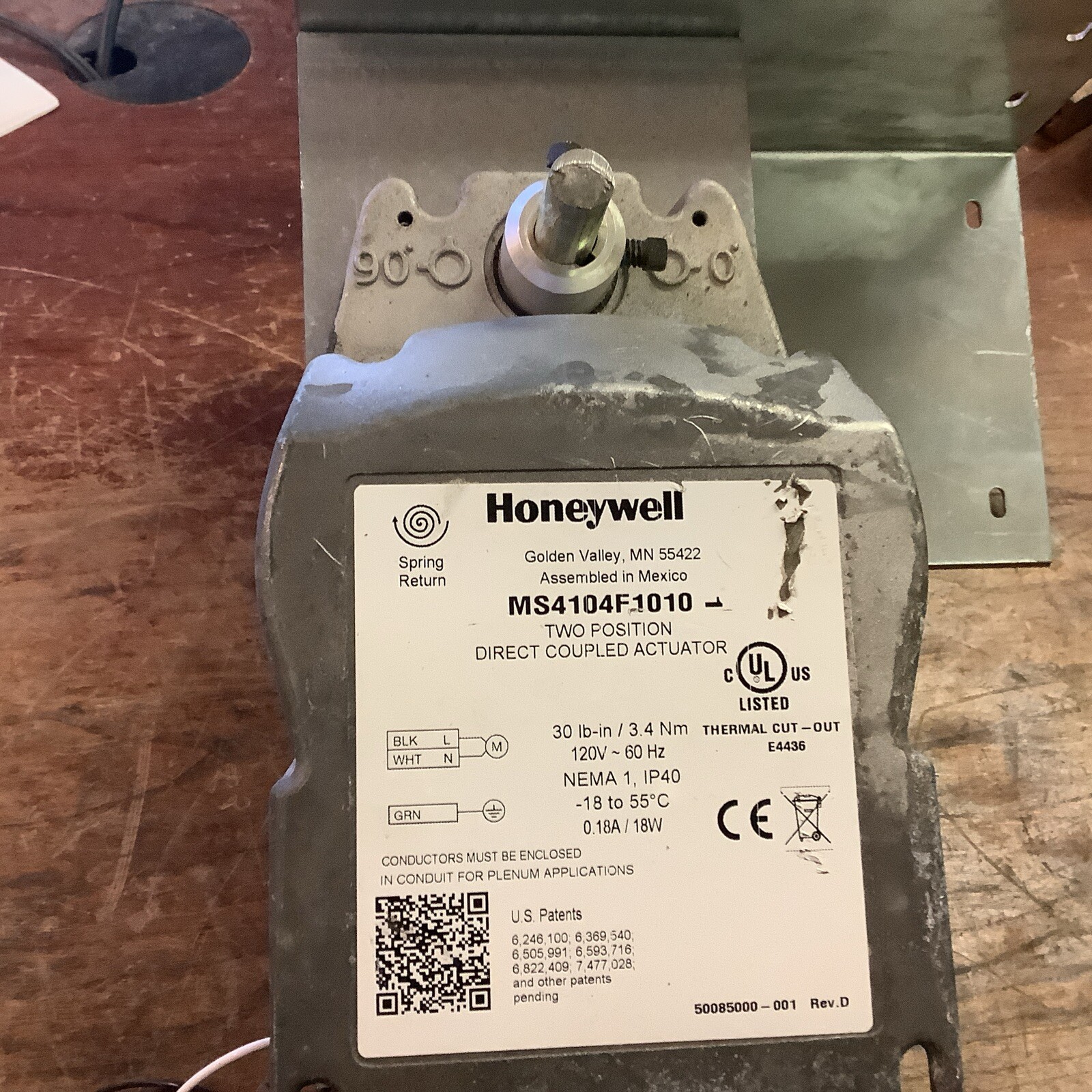 Honeywell MS4104F1010 Fast Acting Spring Return Actuator 2-Position