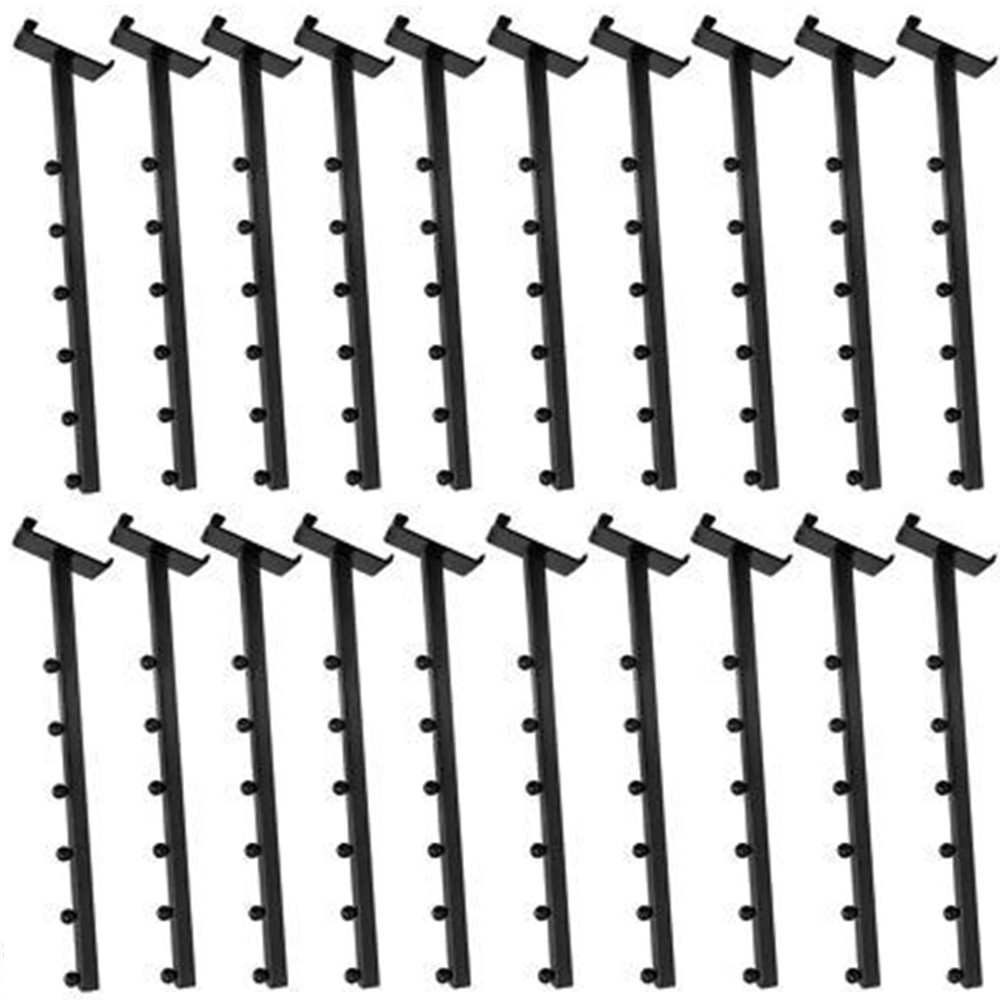 20 Pc Gloss Black 6Ball Gridwall Square Tube Clothes Hanger Display 16-1/2 In L
