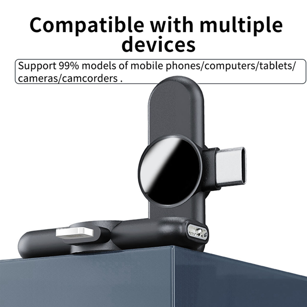 2 Pack Mini Wireless Lavalier Microphone Audio Video Recording for iPhone iOS