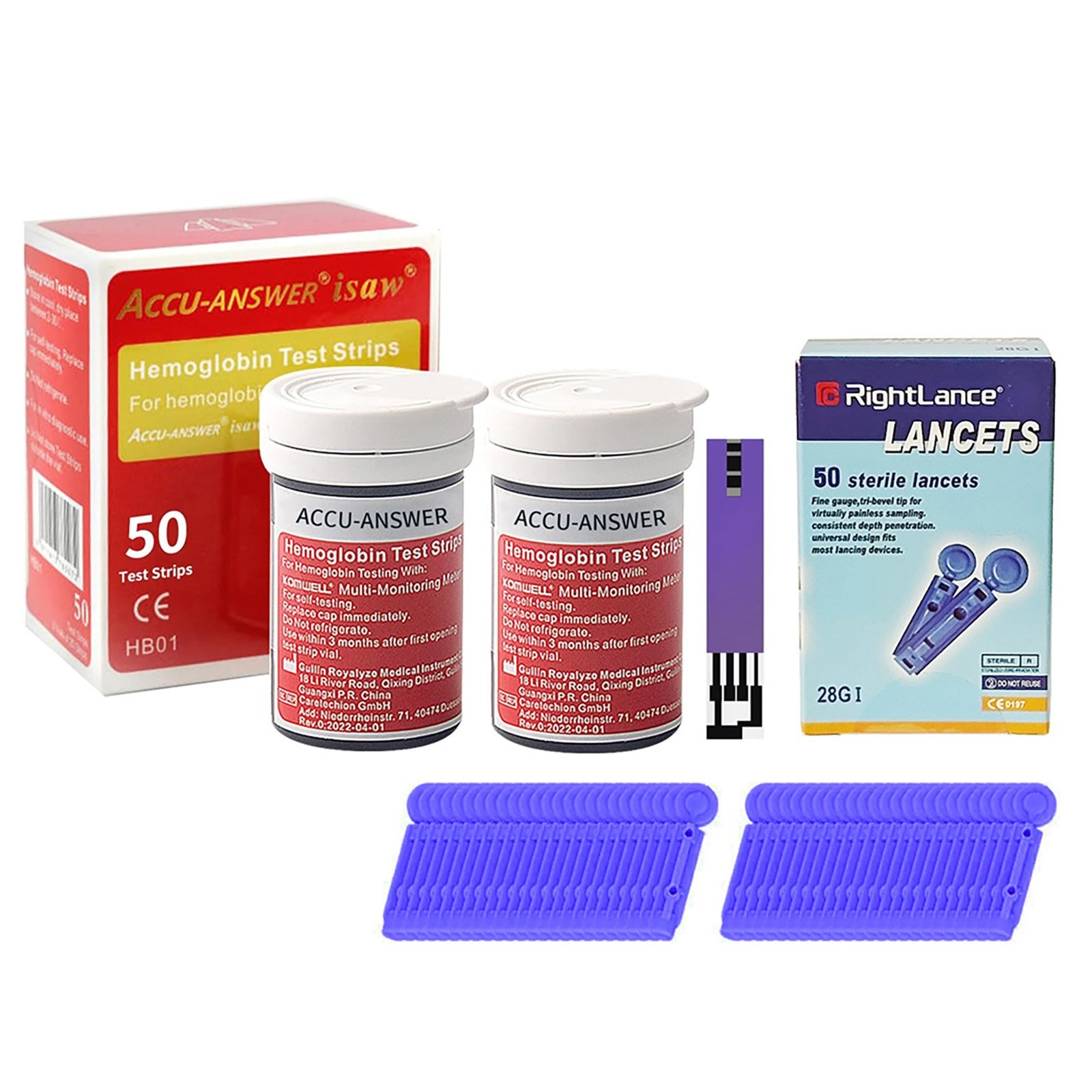 50Pcs HB01 Accu Answer iSaw Blood Hemoglobin Test Strips for Systems LBM-01