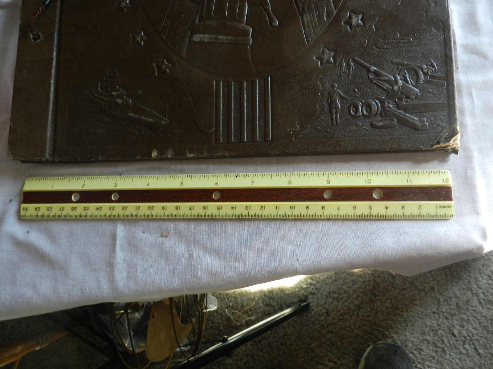 Vintage WW2 Era Scrapbook, Uncle Sam, Plane, Eagle, Ship, Cannon