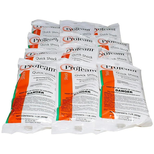 ProTeam Quick Shock 1lb Pool Shock Treatment 12 Pack Fast Dissolving