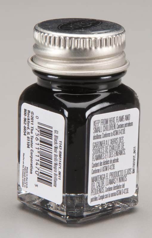 Testors 1/4 oz Gloss Black Enamel Model Paint 1147TT