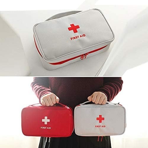 Durable Red First Aid Bag - Multi-Compartment Medical Kit for Home and Hiking