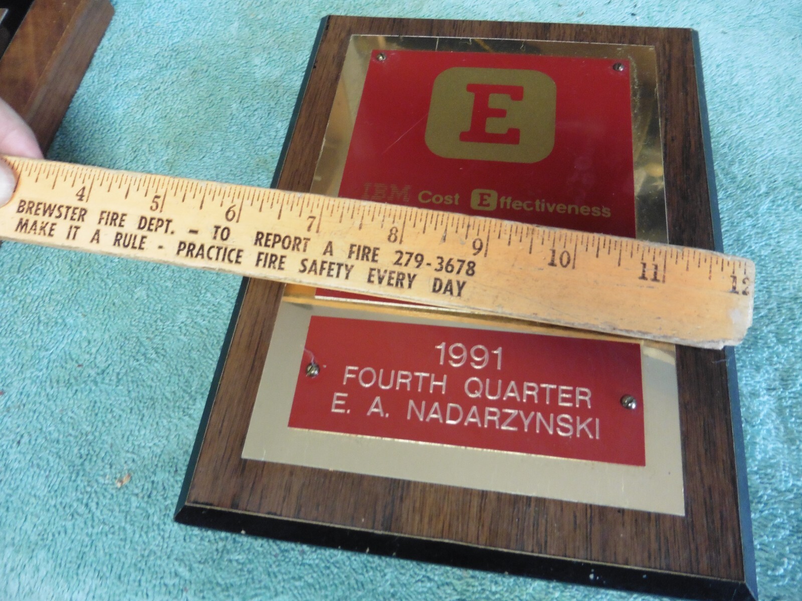 1991 IBM Award Cost effectiveness Functional Employee of the Qtr Plaque award