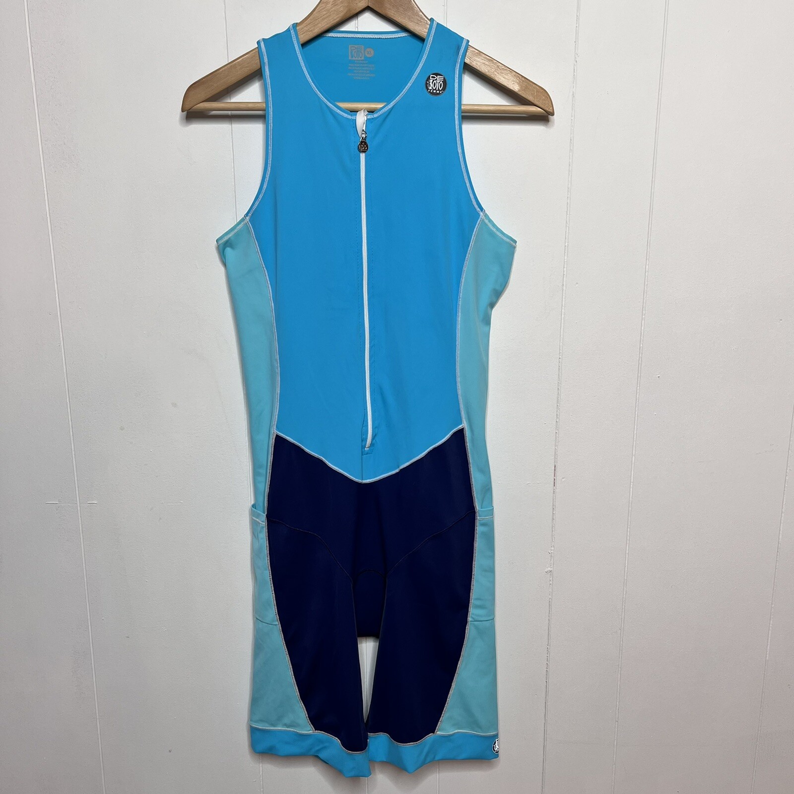 DeSoto Sport Femme Mobius Trisuit Womens XL Blue Turquoise Triathlon Training