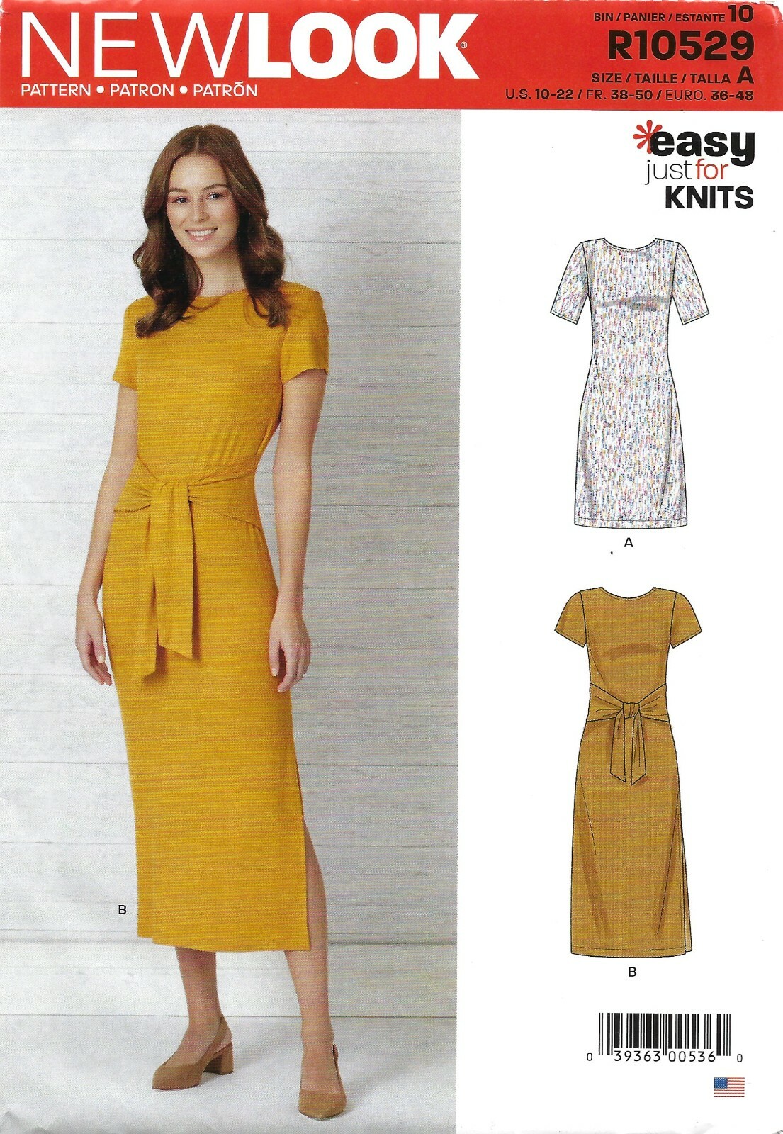 New Look R10529 EASY Knit Dress w Optional Tie Waist Sz 10-22 UNCUT N6650