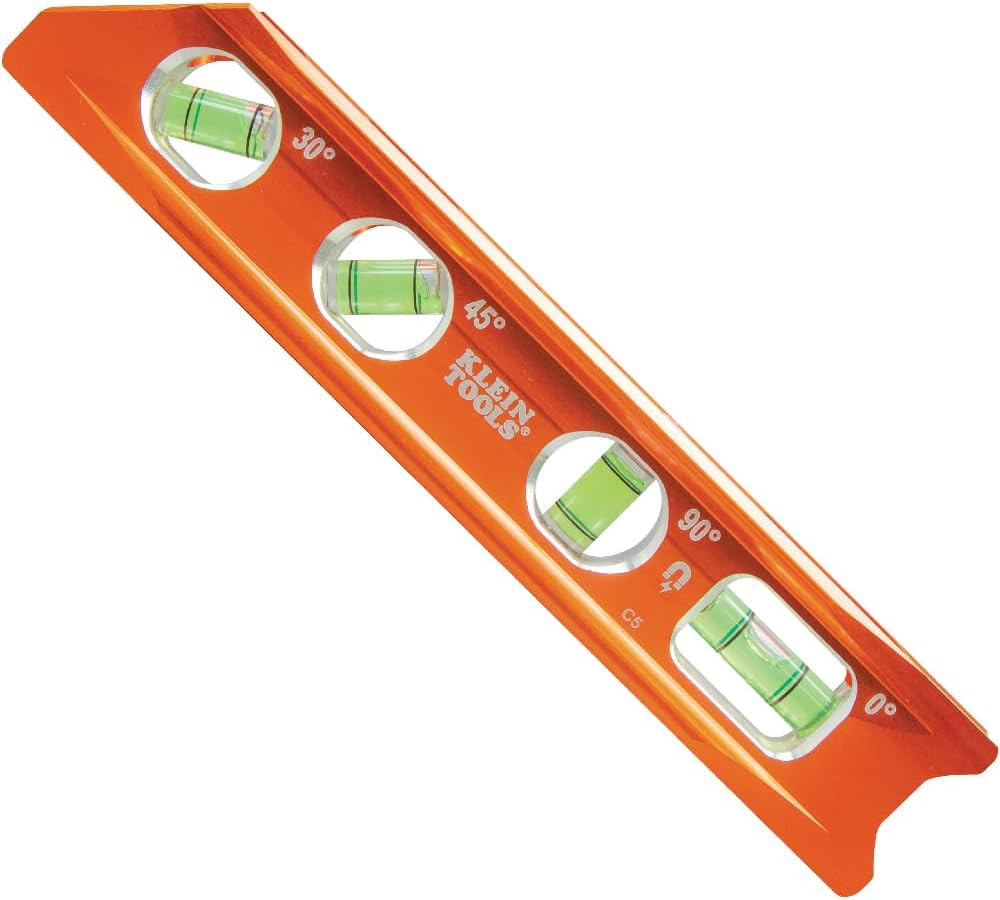 Klein Tools 935RB Torpedo Level, 8-Inch Billet Magnetic Level, 0/30/45/90 Degree
