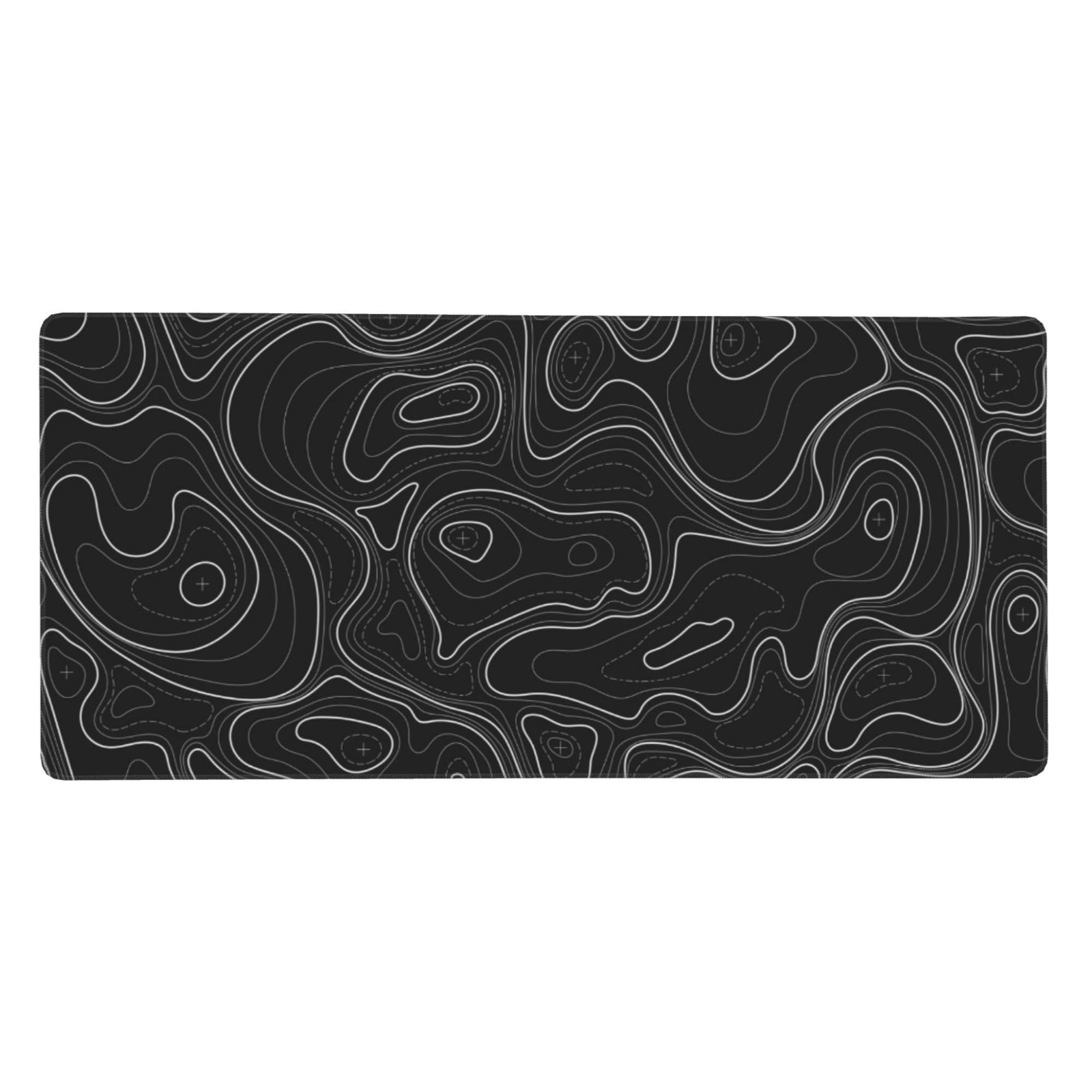 Large Gaming Mouse Pad Black Topographic Contour Mouse Pad with Stitched Edge...
