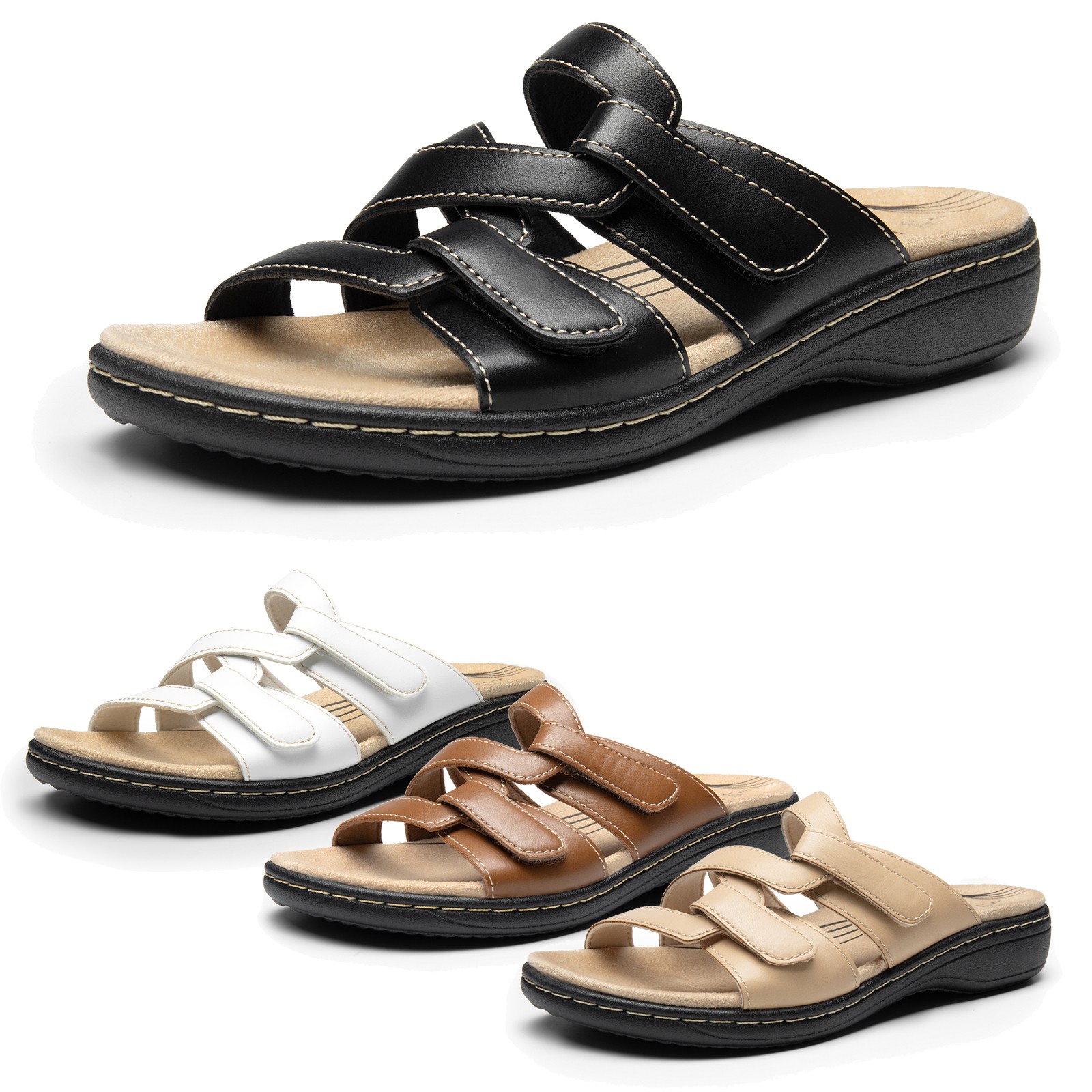 Women Slides Sandals Arch Support Flat Sandals Comfort Soft Cushion Sandals