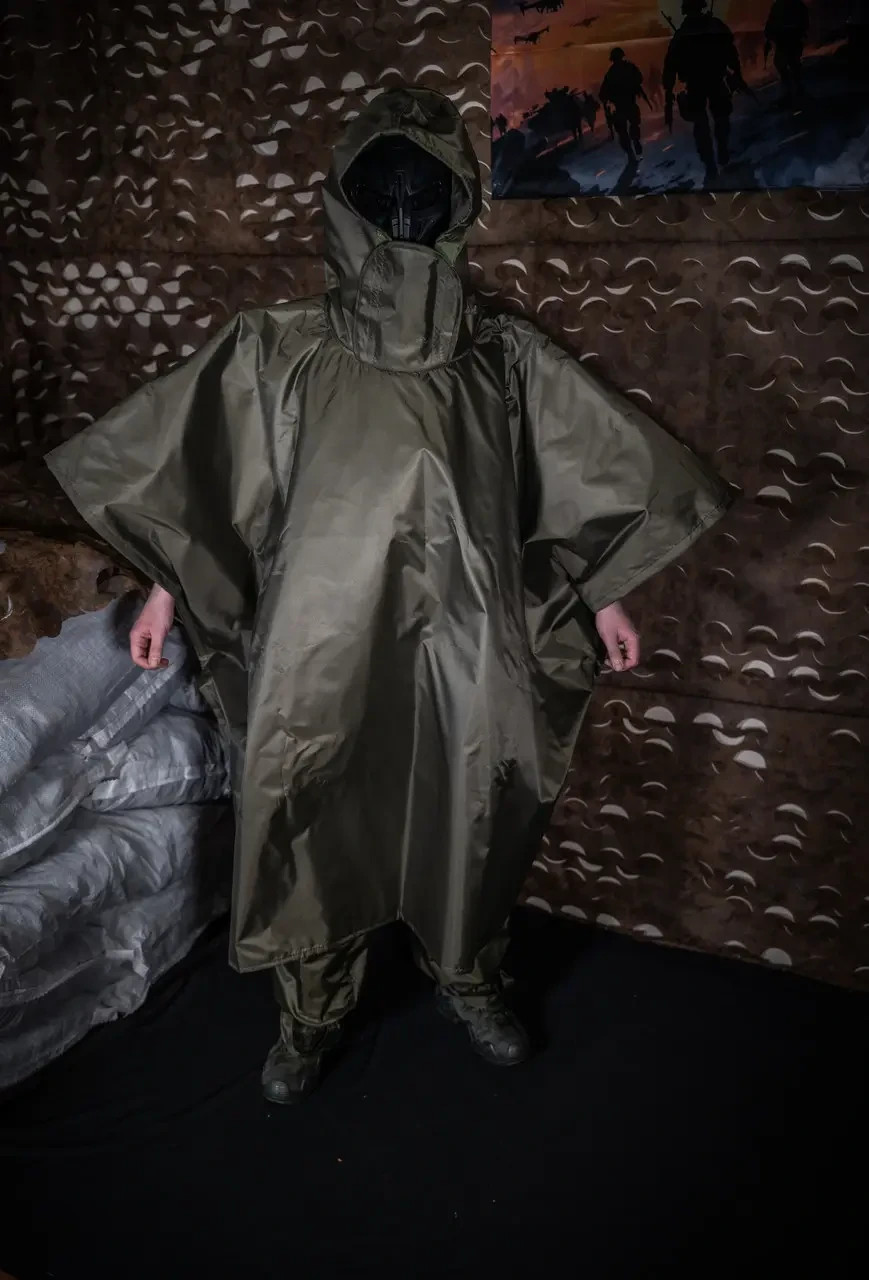 Protection against thermal imaging devices, masking raincoat Khaki | Poncho 💛💙