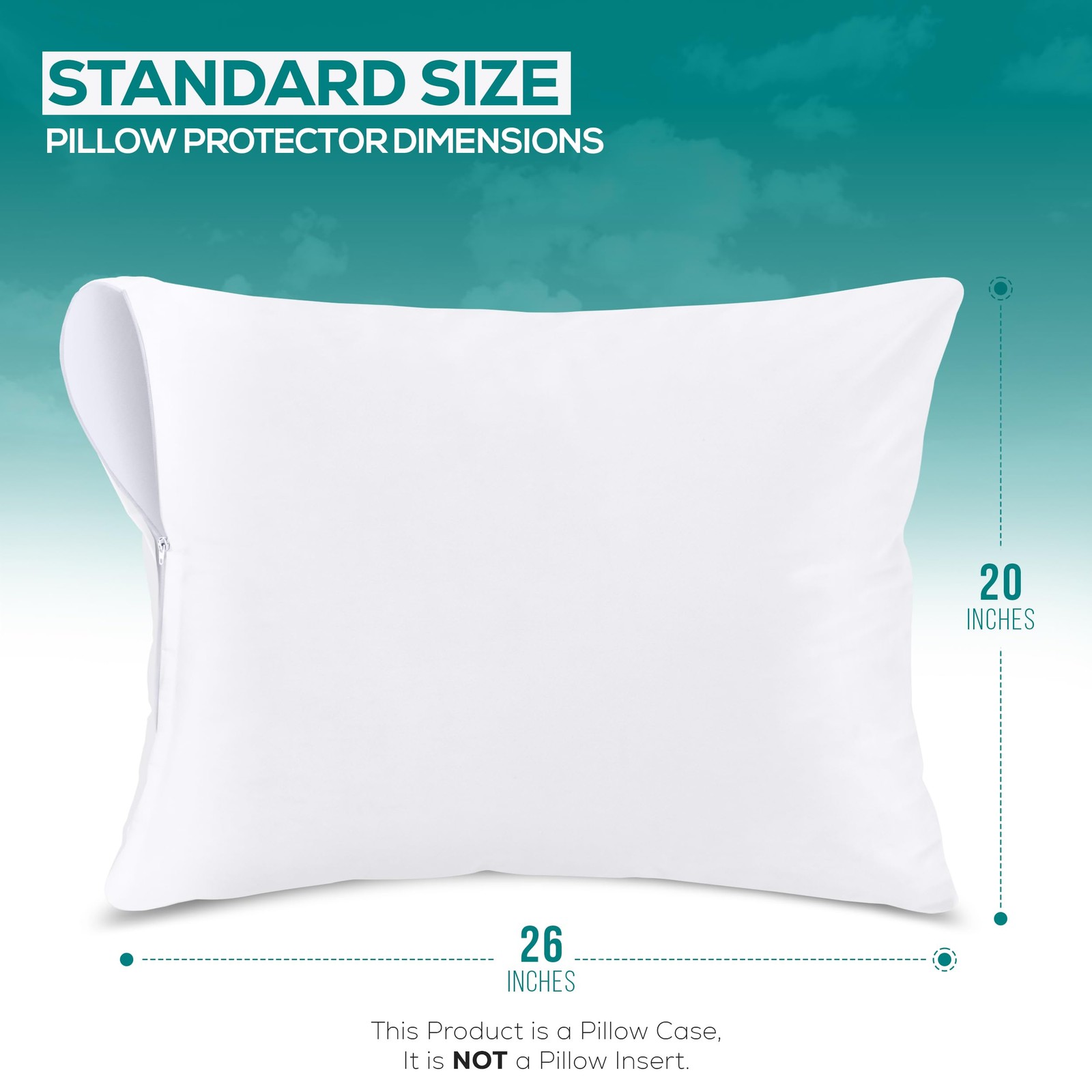 Pillow Protectors Waterproof Zipper Dust Proof Standard White