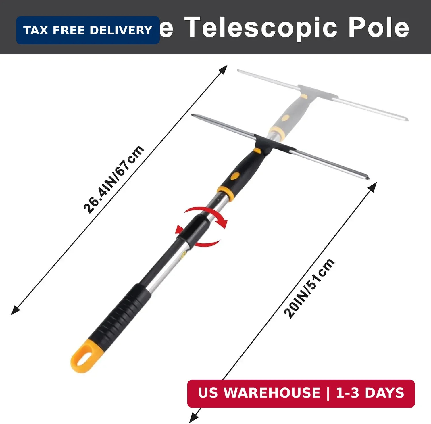 14" Window Cleaning Tool, All-Purpose Extendable Window Squeegee with 2 Blades a